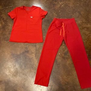 Figs cherry red scrub set